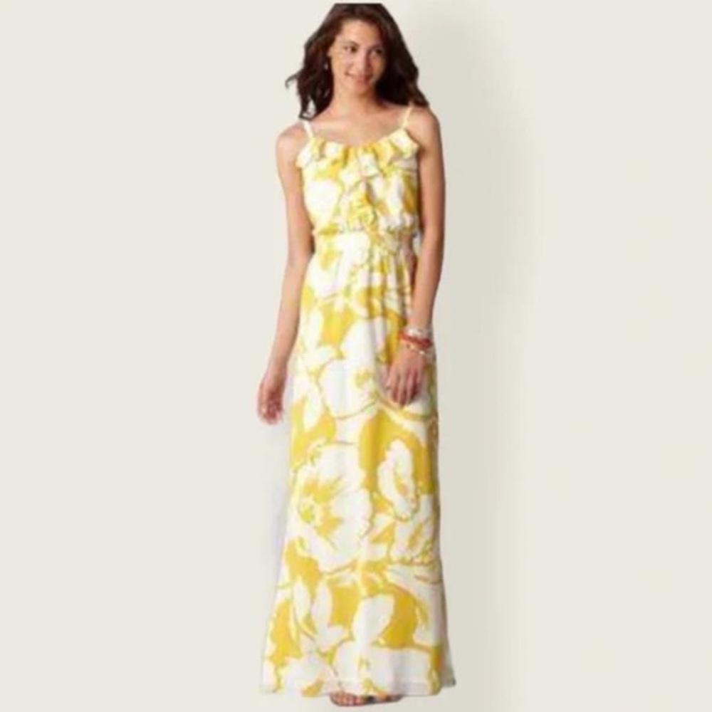 Ann Taylor LOFT Yellow Floral Maxi Dress | Size 6 | Cottagecore Coastal Sundress